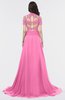 ColsBM Eliza Rose Pink Elegant A-line V-neck Short Sleeve Zip up Sweep Train Bridesmaid Dresses
