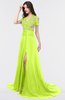 ColsBM Eliza Sharp Green Elegant A-line V-neck Short Sleeve Zip up Sweep Train Bridesmaid Dresses