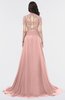 ColsBM Eliza Silver Pink Elegant A-line V-neck Short Sleeve Zip up Sweep Train Bridesmaid Dresses