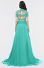 ColsBM Eliza Turquoise G97 Elegant A-line V-neck Short Sleeve Zip up Sweep Train Bridesmaid Dresses