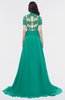 ColsBM Eliza Viridian Green Elegant A-line V-neck Short Sleeve Zip up Sweep Train Bridesmaid Dresses