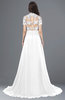 ColsBM Eliza White Elegant A-line V-neck Short Sleeve Zip up Sweep Train Bridesmaid Dresses