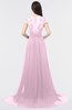 ColsBM Iris Baby Pink Mature A-line Sweetheart Short Sleeve Zip up Sweep Train Bridesmaid Dresses