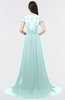 ColsBM Iris Blue Glass Mature A-line Sweetheart Short Sleeve Zip up Sweep Train Bridesmaid Dresses