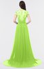 ColsBM Iris Bright Green Mature A-line Sweetheart Short Sleeve Zip up Sweep Train Bridesmaid Dresses