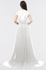 ColsBM Iris Cloud White Mature A-line Sweetheart Short Sleeve Zip up Sweep Train Bridesmaid Dresses