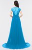 ColsBM Iris Cornflower Blue Mature A-line Sweetheart Short Sleeve Zip up Sweep Train Bridesmaid Dresses