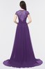 ColsBM Iris Dark Purple Mature A-line Sweetheart Short Sleeve Zip up Sweep Train Bridesmaid Dresses