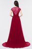ColsBM Iris Dark Red Mature A-line Sweetheart Short Sleeve Zip up Sweep Train Bridesmaid Dresses