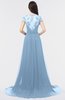 ColsBM Iris Dusty Blue Mature A-line Sweetheart Short Sleeve Zip up Sweep Train Bridesmaid Dresses