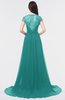 ColsBM Iris Emerald Green Mature A-line Sweetheart Short Sleeve Zip up Sweep Train Bridesmaid Dresses