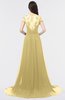 ColsBM Iris Gold Mature A-line Sweetheart Short Sleeve Zip up Sweep Train Bridesmaid Dresses
