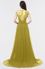 ColsBM Iris Golden Olive Mature A-line Sweetheart Short Sleeve Zip up Sweep Train Bridesmaid Dresses