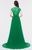ColsBM Iris Green Mature A-line Sweetheart Short Sleeve Zip up Sweep Train Bridesmaid Dresses