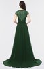 ColsBM Iris Hunter Green Mature A-line Sweetheart Short Sleeve Zip up Sweep Train Bridesmaid Dresses