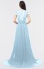 ColsBM Iris Ice Blue Mature A-line Sweetheart Short Sleeve Zip up Sweep Train Bridesmaid Dresses