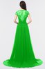 ColsBM Iris Jasmine Green Mature A-line Sweetheart Short Sleeve Zip up Sweep Train Bridesmaid Dresses
