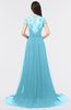 ColsBM Iris Light Blue Mature A-line Sweetheart Short Sleeve Zip up Sweep Train Bridesmaid Dresses
