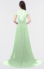ColsBM Iris Light Green Mature A-line Sweetheart Short Sleeve Zip up Sweep Train Bridesmaid Dresses