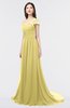 ColsBM Iris Misted Yellow Mature A-line Sweetheart Short Sleeve Zip up Sweep Train Bridesmaid Dresses