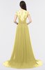 ColsBM Iris Misted Yellow Mature A-line Sweetheart Short Sleeve Zip up Sweep Train Bridesmaid Dresses
