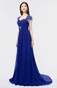 ColsBM Iris Nautical Blue Mature A-line Sweetheart Short Sleeve Zip up Sweep Train Bridesmaid Dresses