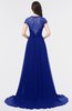 ColsBM Iris Nautical Blue Mature A-line Sweetheart Short Sleeve Zip up Sweep Train Bridesmaid Dresses