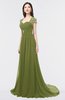 ColsBM Iris Olive Green Mature A-line Sweetheart Short Sleeve Zip up Sweep Train Bridesmaid Dresses
