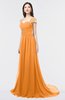 ColsBM Iris Orange Mature A-line Sweetheart Short Sleeve Zip up Sweep Train Bridesmaid Dresses