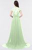 ColsBM Iris Pale Green Mature A-line Sweetheart Short Sleeve Zip up Sweep Train Bridesmaid Dresses
