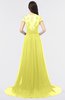 ColsBM Iris Pale Yellow Mature A-line Sweetheart Short Sleeve Zip up Sweep Train Bridesmaid Dresses