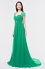 ColsBM Iris Pepper Green Mature A-line Sweetheart Short Sleeve Zip up Sweep Train Bridesmaid Dresses