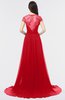 ColsBM Iris Red Mature A-line Sweetheart Short Sleeve Zip up Sweep Train Bridesmaid Dresses