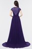 ColsBM Iris Royal Purple Mature A-line Sweetheart Short Sleeve Zip up Sweep Train Bridesmaid Dresses