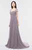 ColsBM Iris Sea Fog Mature A-line Sweetheart Short Sleeve Zip up Sweep Train Bridesmaid Dresses