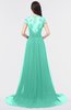 ColsBM Iris Seafoam Green Mature A-line Sweetheart Short Sleeve Zip up Sweep Train Bridesmaid Dresses