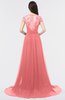 ColsBM Iris Shell Pink Mature A-line Sweetheart Short Sleeve Zip up Sweep Train Bridesmaid Dresses