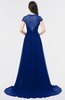 ColsBM Iris Sodalite Blue Mature A-line Sweetheart Short Sleeve Zip up Sweep Train Bridesmaid Dresses