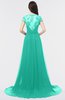 ColsBM Iris Viridian Green Mature A-line Sweetheart Short Sleeve Zip up Sweep Train Bridesmaid Dresses