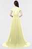 ColsBM Iris Wax Yellow Mature A-line Sweetheart Short Sleeve Zip up Sweep Train Bridesmaid Dresses