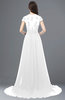 ColsBM Iris White Mature A-line Sweetheart Short Sleeve Zip up Sweep Train Bridesmaid Dresses