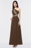 ColsBM Gemma Chocolate Brown Mature A-line Sleeveless Asymmetric Appliques Bridesmaid Dresses
