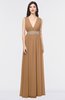 ColsBM Imani Light Brown Elegant A-line Sleeveless Zip up Appliques Bridesmaid Dresses