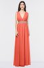 ColsBM Imani Living Coral Elegant A-line Sleeveless Zip up Appliques Bridesmaid Dresses