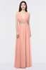 ColsBM Imani Peach Elegant A-line Sleeveless Zip up Appliques Bridesmaid Dresses