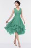 ColsBM Grace Beryl Green Elegant V-neck Sleeveless Zip up Ruching Bridesmaid Dresses