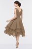 ColsBM Grace Bronze Brown Elegant V-neck Sleeveless Zip up Ruching Bridesmaid Dresses