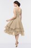 ColsBM Grace Champagne Elegant V-neck Sleeveless Zip up Ruching Bridesmaid Dresses