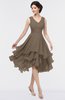 ColsBM Grace Chocolate Brown Elegant V-neck Sleeveless Zip up Ruching Bridesmaid Dresses