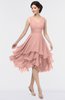 ColsBM Grace Coral Almond Elegant V-neck Sleeveless Zip up Ruching Bridesmaid Dresses